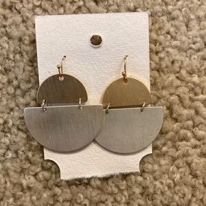 Gold and silver half moon metal earrings NWOT